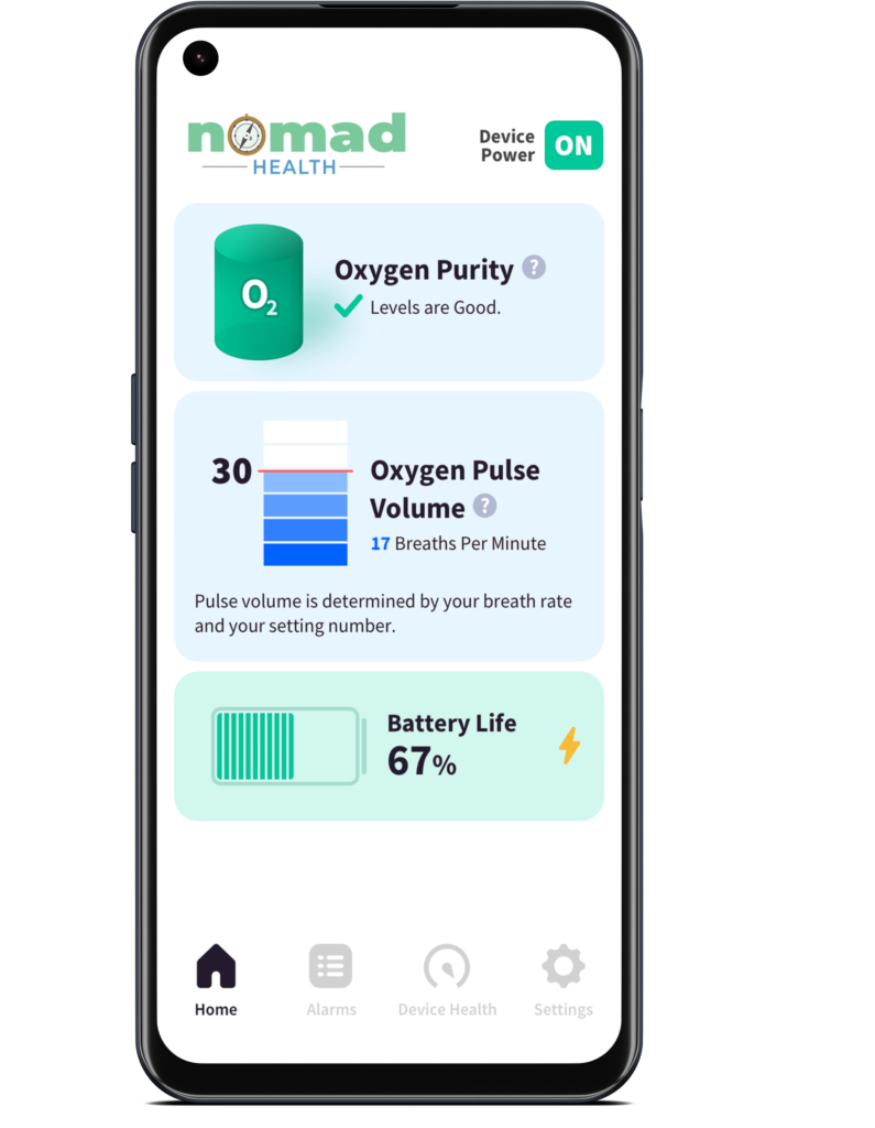 Phone with Nomad Health App installed